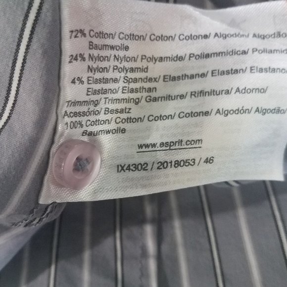 Esprit Grey/White Strip Button Down Shirt Size 6 - Picture 4 of 7